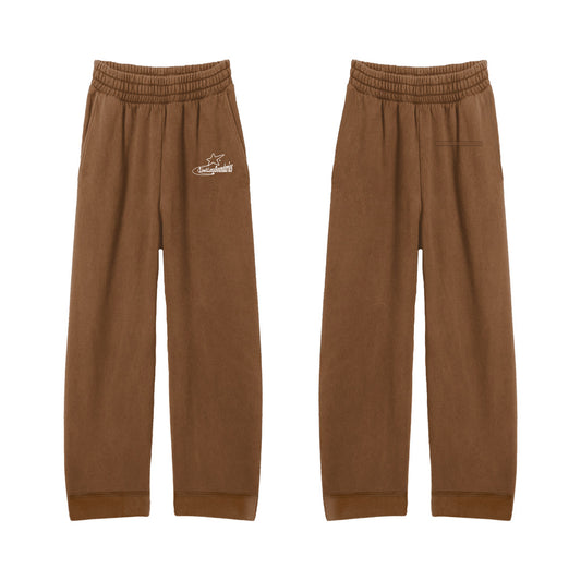 Brown and white sweatpants