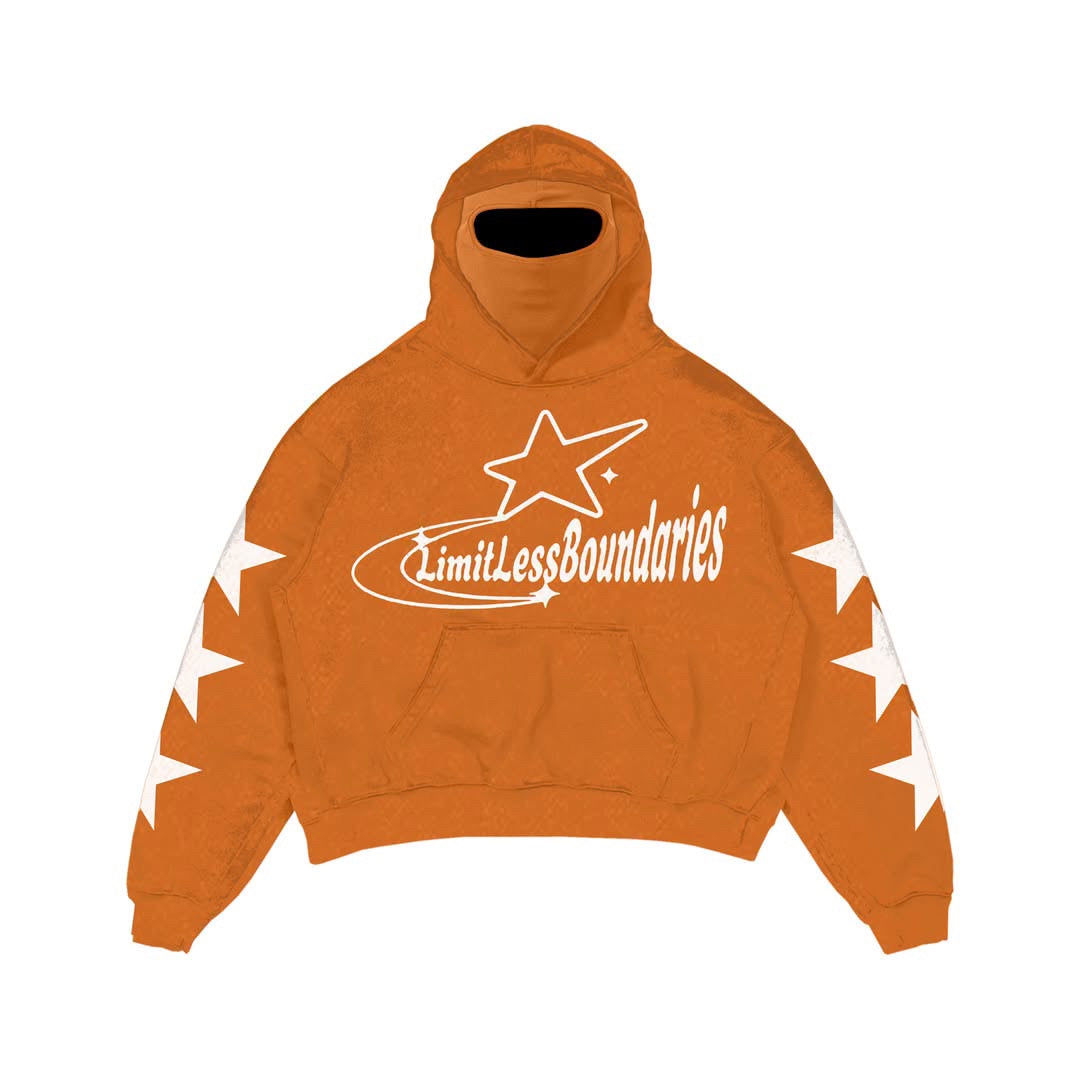 Orange and white mask hoodie