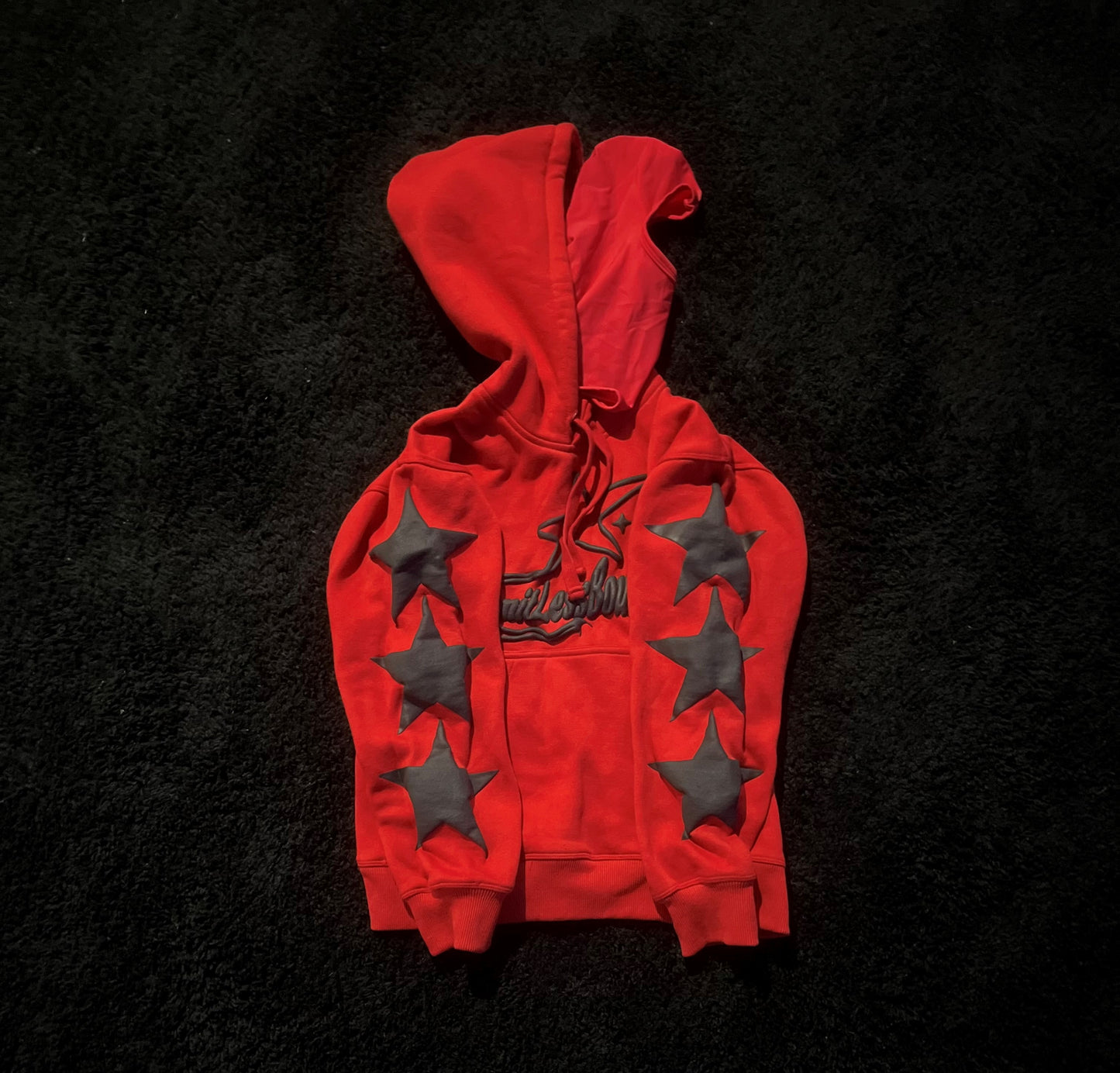 red and black mask hoodie