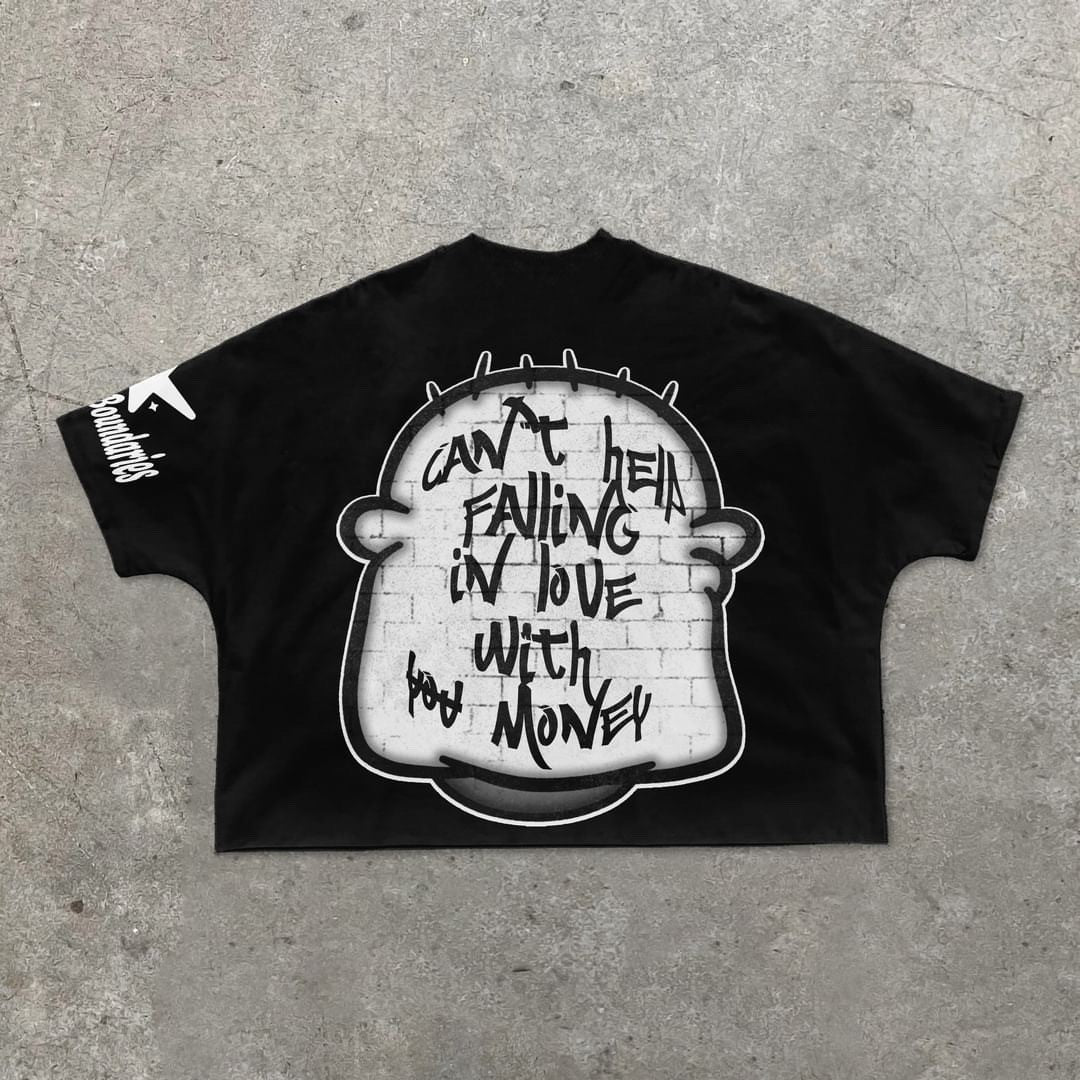 Can't help falling in love with money screen print face shirt