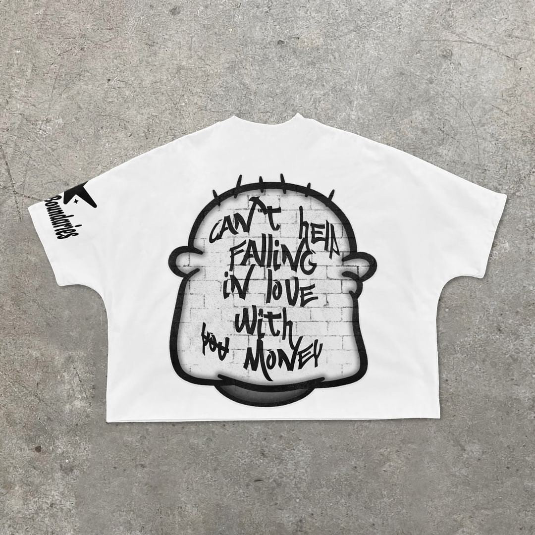 Can't help falling in love with money screen print face shirt