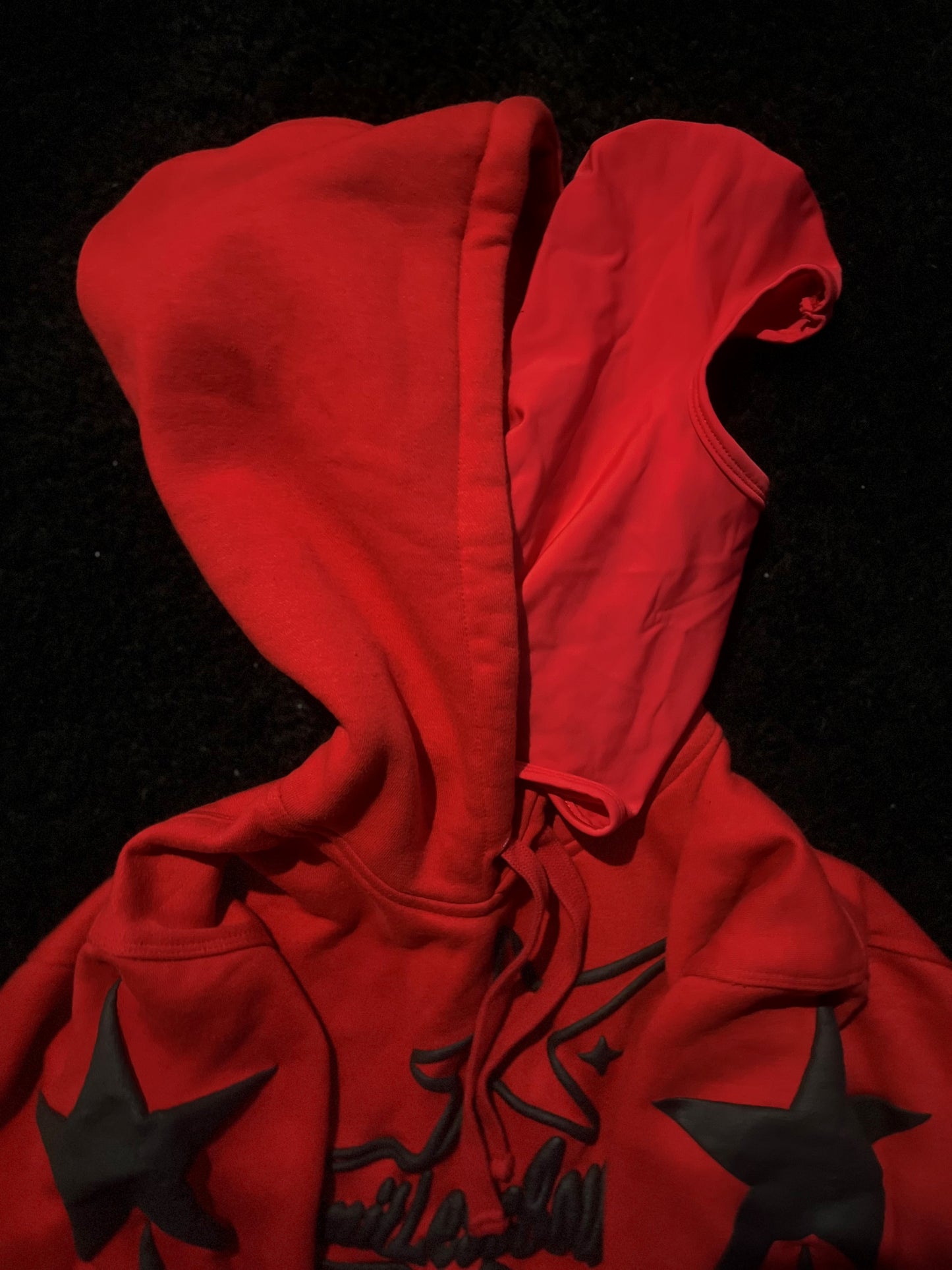 red and black mask hoodie